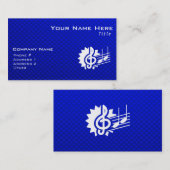 Blue Treble Clef; Muzieknoten Visitekaartje (Voorkant / Achterkant)