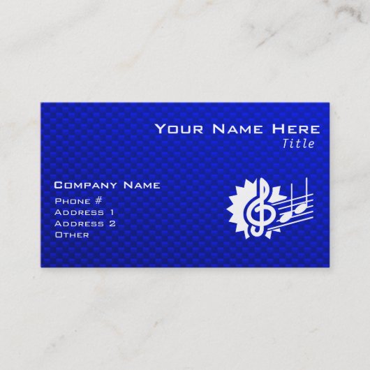 Blue Treble Clef; Muzieknoten Visitekaartje (Voorkant)