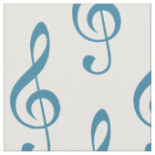 Blue Treble Clef Pattern Fabric Stof (Close Up)