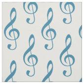 Blue Treble Clef Pattern Fabric Stof (Swatch)