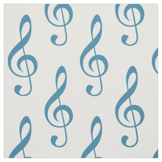 Blue Treble Clef Pattern Fabric Stof (Swatch)