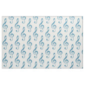 Blue Treble Clef Pattern Fabric Stof (Fat Quarter)