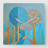 Blue Tree Abstracte wandklok (Voorkant)