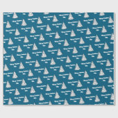 Blue Tree Gift Wrap | Vrolijke kerstnaam Cadeaupapier (Vlak)