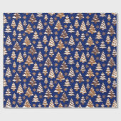 Blue Tree Gingerbread koekjes Kerstmis Cadeaupapier (Vlak)