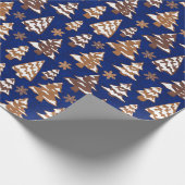 Blue Tree Gingerbread koekjes Kerstmis Cadeaupapier (Hoek)