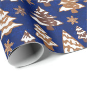 Blue Tree Gingerbread koekjes Kerstmis Cadeaupapier (Rol Hoek)