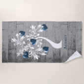 Blue Tree of Hearts Personalized Beach Towel Strandlaken (Voorkant)