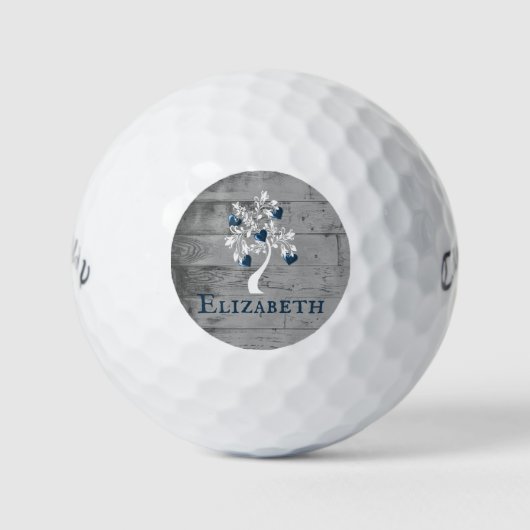 Blue Tree of Hearts Personalized Golf Balls Golfballen (Voorkant)