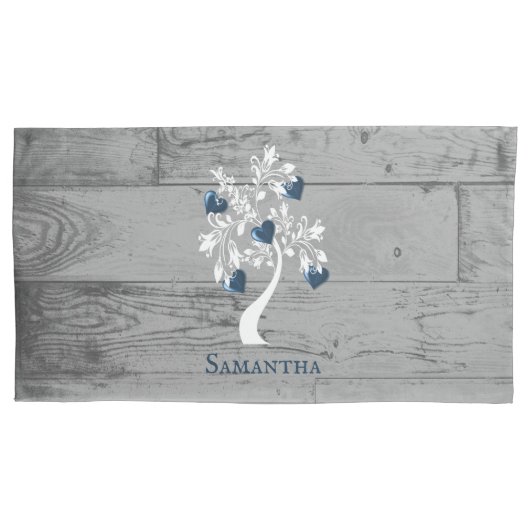 Blue Tree of Hearts Personalized Pillow Hoesje Kussensloop (Voorkant-Links)