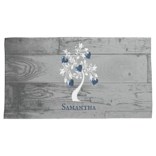 Blue Tree of Hearts Personalized Pillow Hoesje Kussensloop (Voorkant-Rechts)