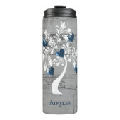 Blue Tree of Hearts Personalized Thermal Tumbler Thermosbeker (Voorkant)