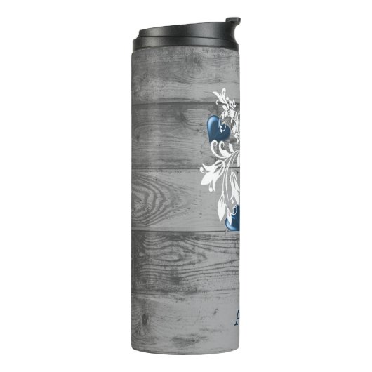 Blue Tree of Hearts Personalized Thermal Tumbler Thermosbeker (Gedraaid links)