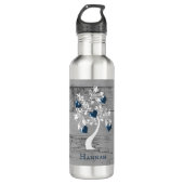 Blue Tree of Hearts Personalized Waterfles (Voorkant)