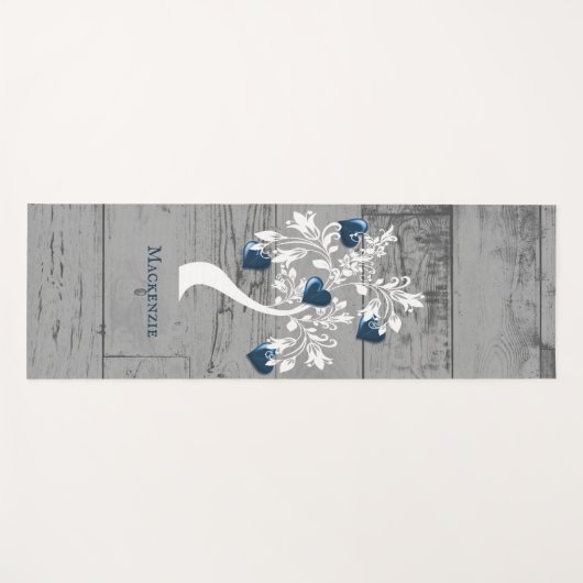 Blue Tree of Hearts Personalized Yoga Mat (Voorkant (horizontaal))