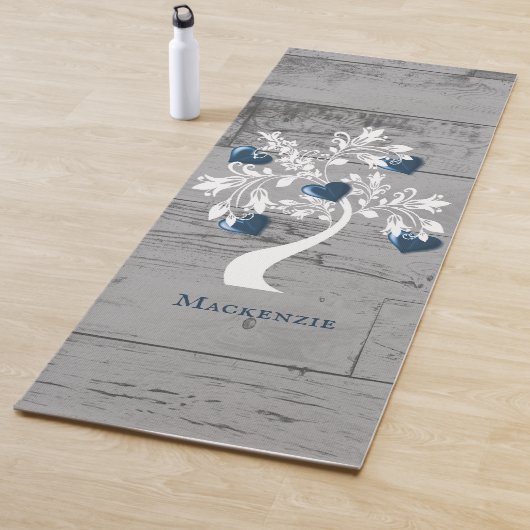 Blue Tree of Hearts Personalized Yoga Mat (In situ)