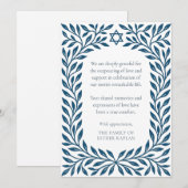 Blue Tree of Life Traditionele Joodse Ster Sympath Bedankkaart (Voorkant / Achterkant)