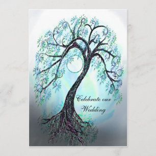Blue Tree of Life Wedding Invitation Kaart