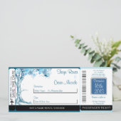Blue Tree / Sneeuw Boarding Pass Bruiloft uitnodig Kaart (Staand voorkant)