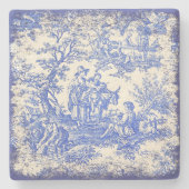 Blue Tree Toile de Jouy Gedrukt Stenen Onderzetter (Voorkant)