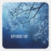Blue Tree Twin Moederdag Vierkante Sticker (Voorkant)