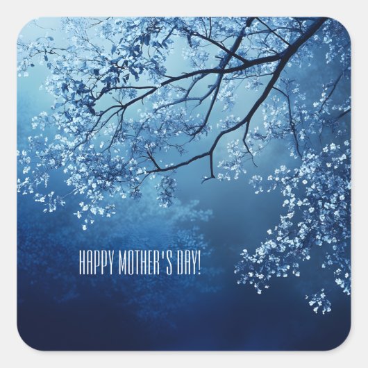 Blue Tree Twin Moederdag Vierkante Sticker (Voorkant)
