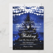 Blue Tree Twinkle Lights Weddenschap Kaart (Voorkant)
