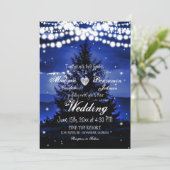 Blue Tree Twinkle Lights Weddenschap Kaart (Staand voorkant)