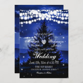 Blue Tree Twinkle Lights Weddenschap Kaart (Voorkant / Achterkant)