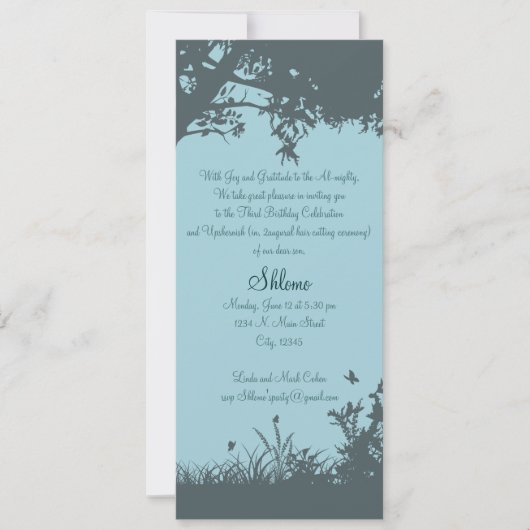 Blue Tree Upshernish Invitation Kaart (Voorkant)