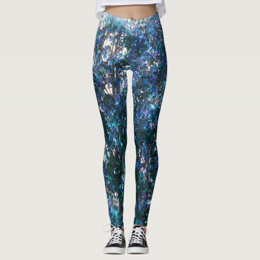 Blue Trees Abstracte kunst Leggings (Voorkant)