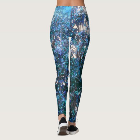 Blue Trees Abstracte kunst Leggings (Achterkant)