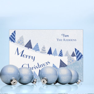 Blue Trees Merry Christmas Flat Vakantie Kaart