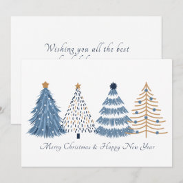 Blue Trees White Christmas Nieuwjaar vakantie Kaar Aankondiging