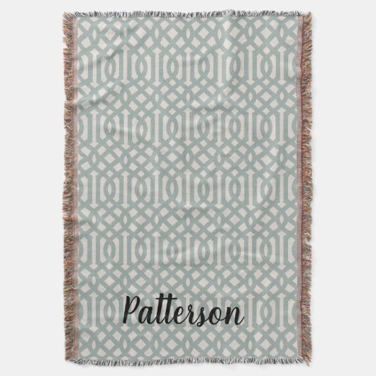 Blue Trellis Monogram | Moderne bosbouw Deken (Voorkant Verticaal)