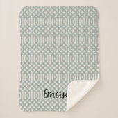 Blue Trellis Monogram | Moderne bosbouw Sherpa Deken (Voorkant)
