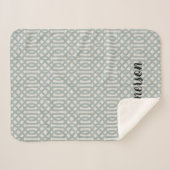 Blue Trellis Monogram | Moderne bosbouw Sherpa Deken (Voorkant (horizontaal))