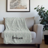 Blue Trellis Monogram | Moderne bosbouw Sherpa Deken