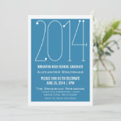 Blue Trendy 2014 Afstuderen Invitation Kaart (Staand voorkant)