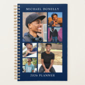 Blue Trendy 6 fotocollage jaarlijks Planner (Voorkant)