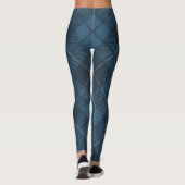 Blue Trendy Diagonal Tartan Pset Leggings (Achterkant)