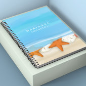 Blue Trendy Ocean Waterverf gepersonaliseerd Notitieboek