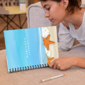 Blue Trendy Ocean Waterverf gepersonaliseerd Notitieboek