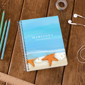 Blue Trendy Ocean Waterverf gepersonaliseerd Notitieboek