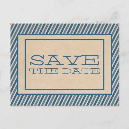Blue Trendy Stripes Save the Date Briefkaart (Voorkant)