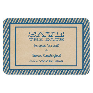 Blue Trendy Stripes Save the Date Magnet Magneet
