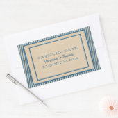Blue Trendy Stripes Save the Date Stickers (Envelop)