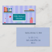 Blue Trendy Teacher Tutoring Visitekaartje (Voorkant / Achterkant)