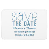 Blue Trendy Typografie Save the Date Magnet Magneet (Horizontaal)