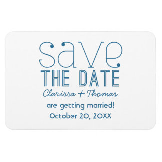 Blue Trendy Typografie Save the Date Magnet Magneet
